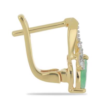 BUY 925 SILVER NATURAL EMERALD WITH WHITE ZIRCON GEMSTONE CLASSIC EARRINGS